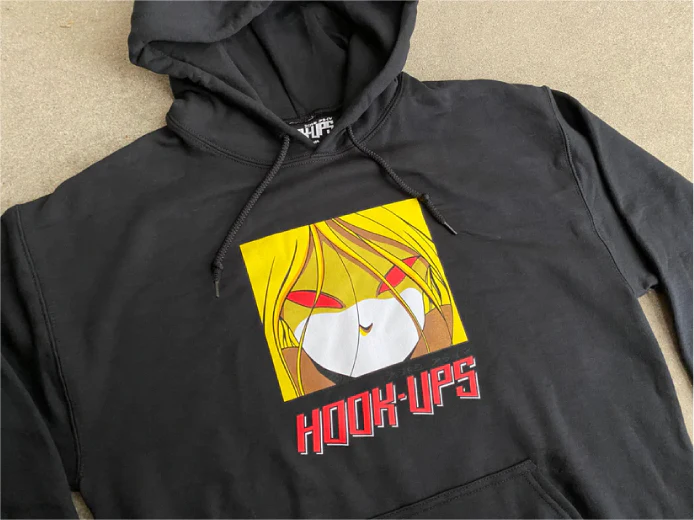 Hook-Ups Red Eyes Hoodie - Black - Image 4