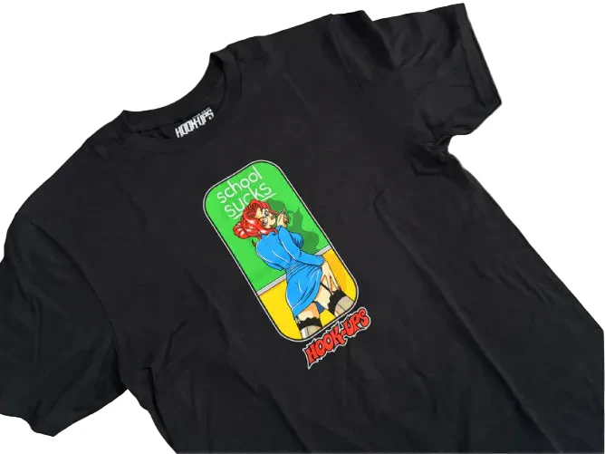 Hook-Ups School Sucks Tee - Black - Image 2