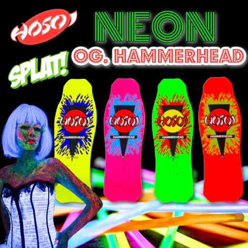 Hosoi OG Classic Hammerhead Splat Reissue Skateboard Deck Pink 10.5" - Image 3