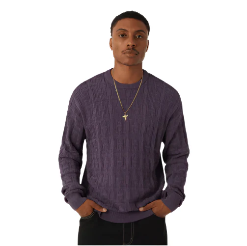 HUF Interlaced Jacquard Overdyed Sweater - Raisin - Image 4