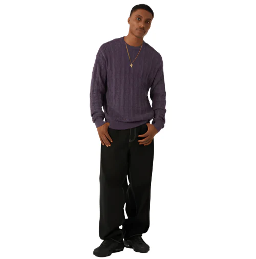 HUF Interlaced Jacquard Overdyed Sweater - Raisin - Image 5