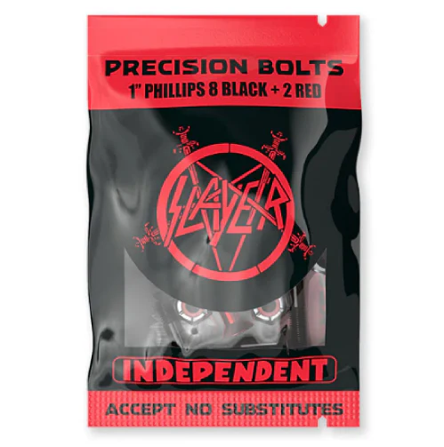 Independent X Slayer Phillips Pentagram Bolts Hardware Black, Red 1" with Tool
