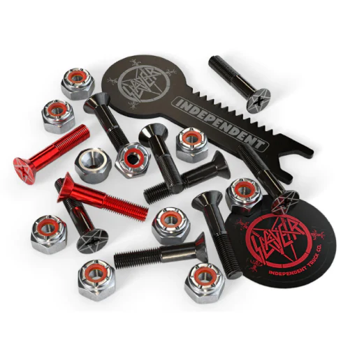 Independent X Slayer Phillips Pentagram Bolts Hardware Black, Red 1" with Tool - Image 3