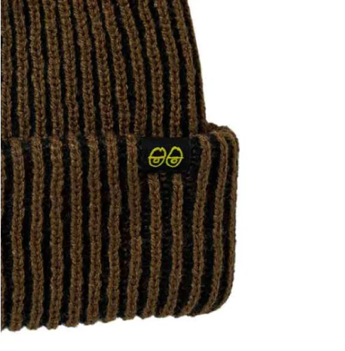 Krooked Eyes Clip Cuff Beanie - Brown/Black - Image 2