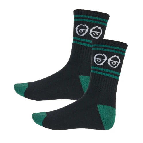 Krooked Eyes Crew Socks - Black/Green/White - Image 2