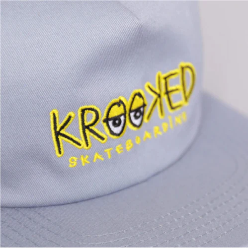 Krooked Eyes Fill Snapback Hat - Light Blue/Yellow - Image 2