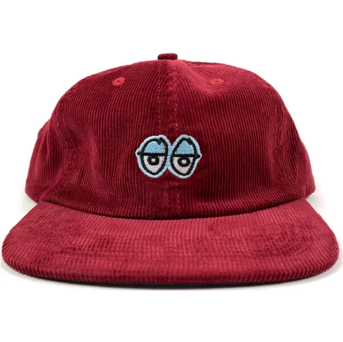 Krooked Eyes Strapback Hat - Burgundy Corduroy