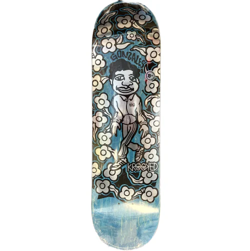 Krooked Mark Gonzales Sweatpants Foil Skateboard Deck Blue 8.5"