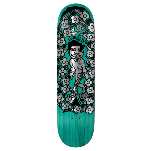 Krooked Mark Gonzales Sweatpants Foil Skateboard Deck Teal 8.5"