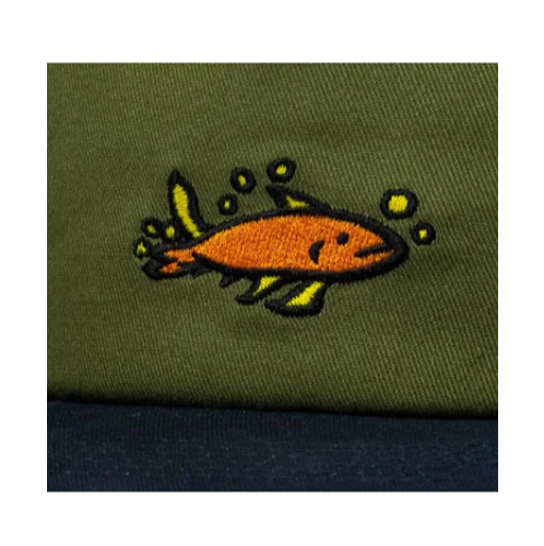 Krooked Mermaid Fish Snapback Hat - Olive/Navy - Image 2