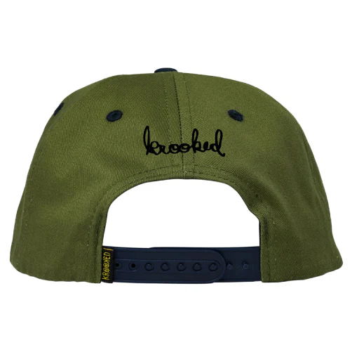 Krooked Mermaid Fish Snapback Hat - Olive/Navy - Image 3