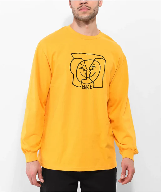 Krooked Moonsmile Long Sleeve Tee - Gold/Black - Image 2