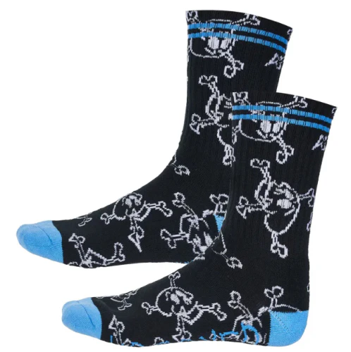 Krooked Style Crew Socks - Black/White/Blue