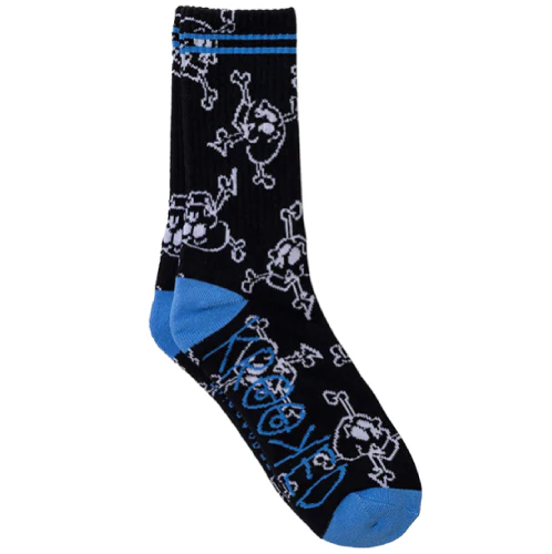 Krooked Style Crew Socks - Black/White/Blue - Image 2
