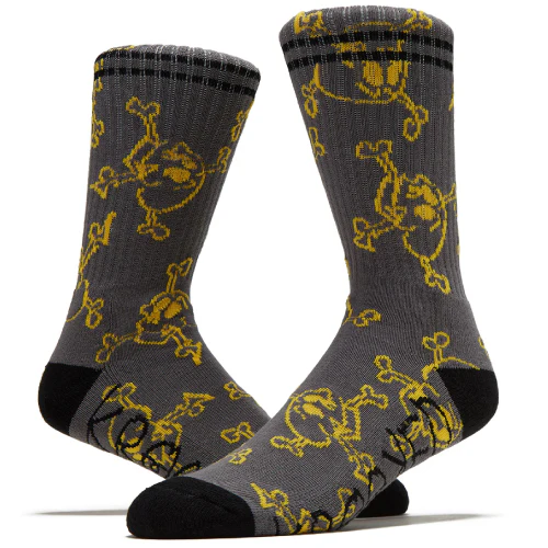 Krooked Style Crew Socks - Charcoal/Yellow/Black - Image 3
