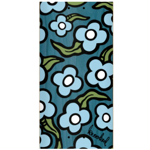 Krooked Team Wild Style Flowers Skateboard Deck Blue 8.5" - Image 2