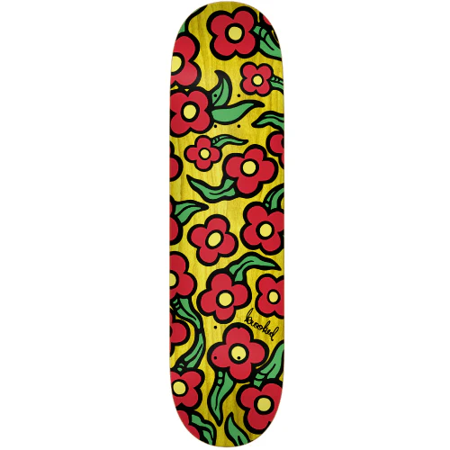 Krooked Team Wild Style Flowers Skateboard Deck Yellow 8.25"