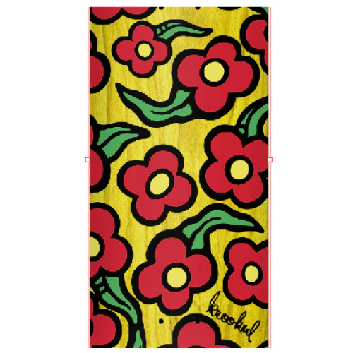 Krooked Team Wild Style Flowers Skateboard Deck Yellow 8.25" - Image 2