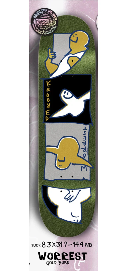 Krooked Worrest Gold Burd Skateboard Deck 8.3" - Image 3