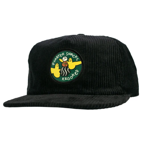 Krooked X Quarter Snacks Snack Birds Corduroy Snapback Hat - Black
