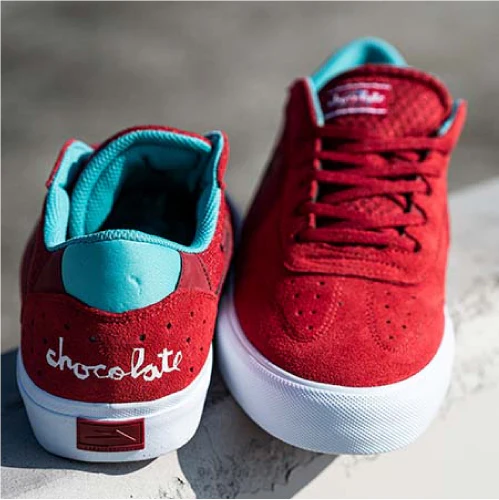 Lakai X Chocolate Atlantic Vulc Skate Shoe - Red Suede - Image 3
