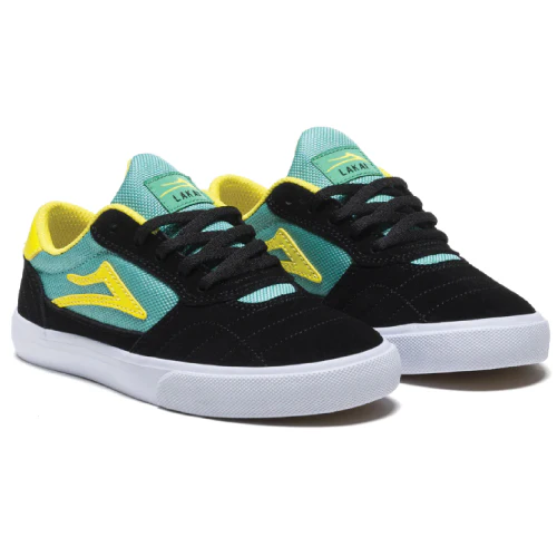 Lakai Cambridge Kids Skate Shoe - Black/Teal - Image 2