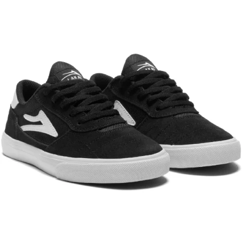 Lakai Cambridge Kids Skate Shoe - Black/White Suede - Image 2