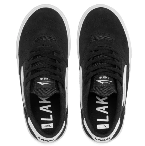 Lakai Cambridge Kids Skate Shoe - Black/White Suede - Image 3