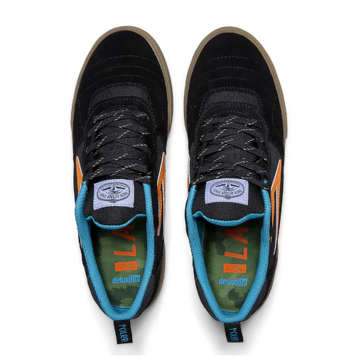 Lakai X Poler Cambridge Skate Shoe - Black/Multi Suede - Image 3