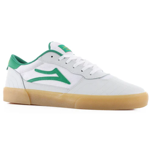 Lakai Cambridge Skate Shoe - White/Green Leather - Image 3
