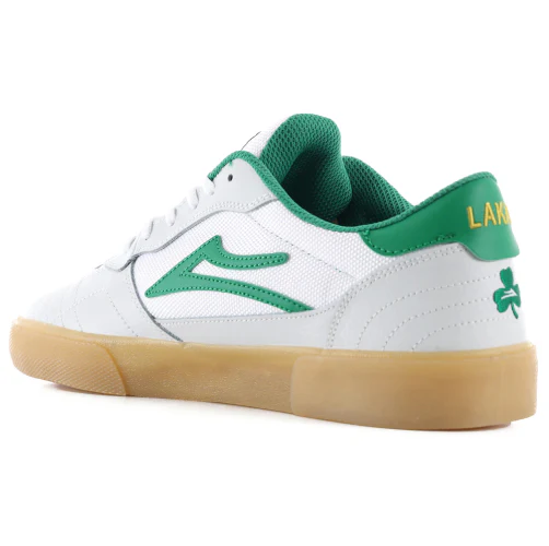 Lakai Cambridge Skate Shoe - White/Green Leather - Image 4