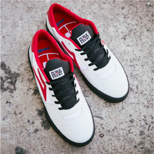Lakai X Public Enemy Cambridge Skate Shoe - White Leather - Image 6