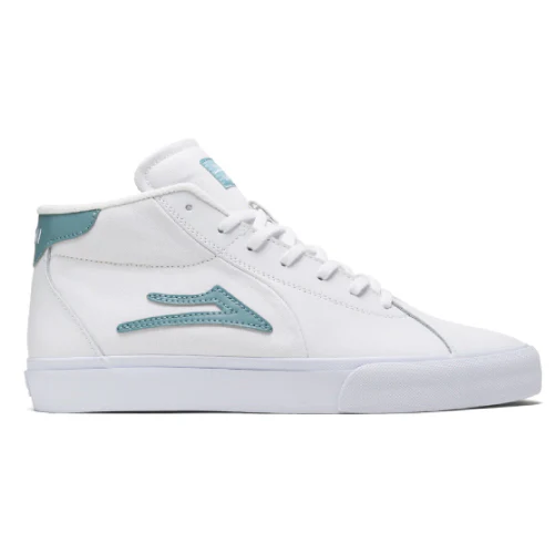 Lakai Flaco 2 Mid Leather Skate Shoe - White/Nile