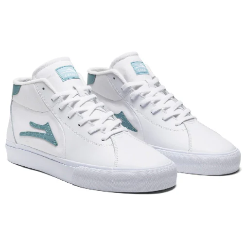 Lakai Flaco 2 Mid Leather Skate Shoe - White/Nile - Image 2