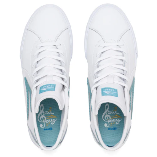 Lakai Flaco 2 Mid Leather Skate Shoe - White/Nile - Image 3