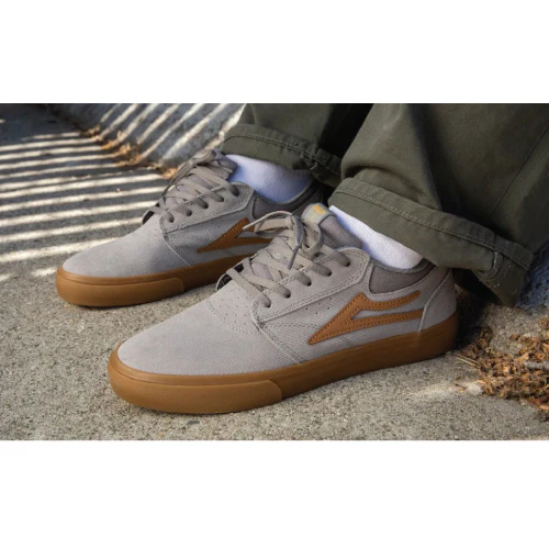 Lakai Griffin Skate Shoe - Grey Corduroy Suede/Gum - Image 4