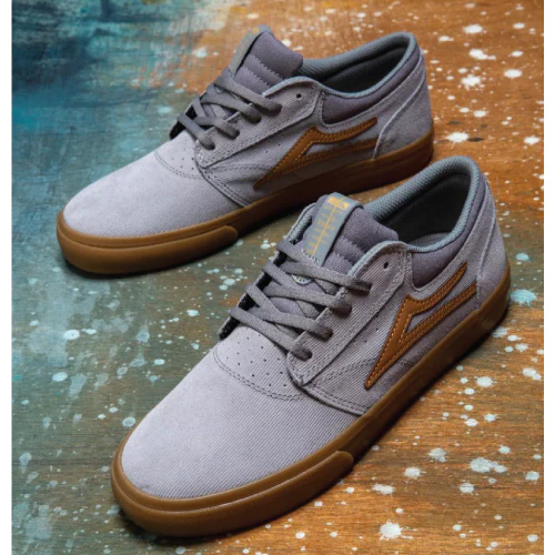 Lakai Griffin Skate Shoe - Grey Corduroy Suede/Gum - Image 5