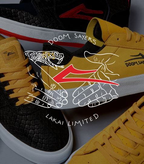 Lakai X Doomsayers Manchester Skate Shoe - Black/Gold - Image 5
