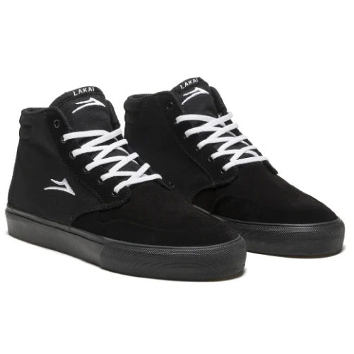 Lakai Riley 3 High Skate Shoe - Black/Black - Image 2