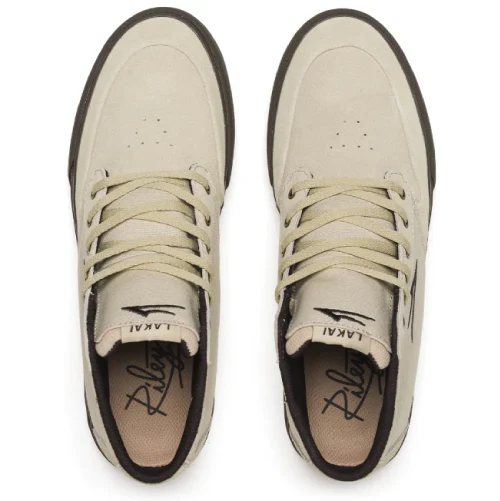 Lakai Riley 3 High Skate Shoe - Cream/Gum - Image 3
