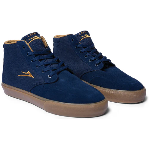 Lakai Riley 3 High Skate Shoe - Navy/Gum Suede - Image 2