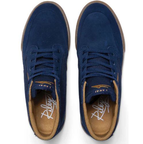Lakai Riley 3 High Skate Shoe - Navy/Gum Suede - Image 3