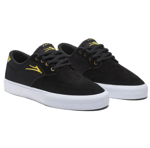 Lakai Riley 3 Skate Shoe - Black/Gold - Image 2