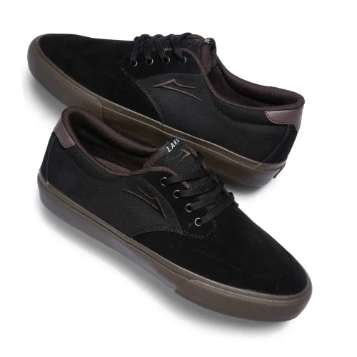 Lakai Riley 3 Skate Shoe - Black/Gum Suede - Image 3