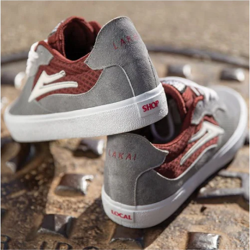 Lakai Skate Shop Day 2023 Essex Skate Shoe - Grey/Burgundy - Image 2