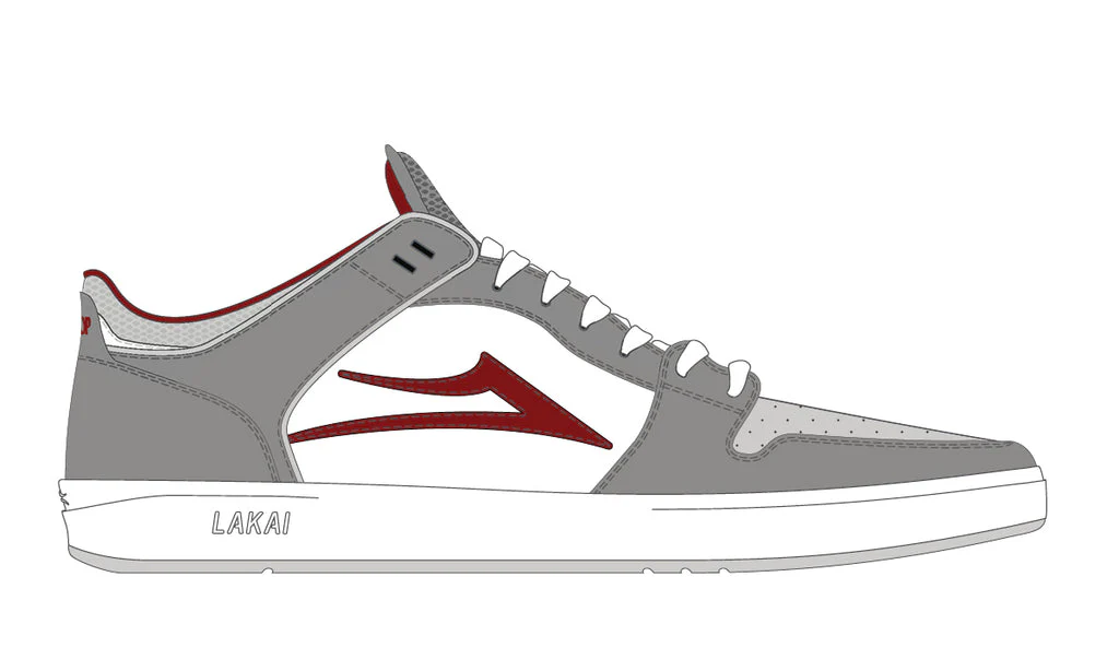 Lakai - Skate Shop Day - Telford Low Skate Shoe - Grey/Burgundy - Image 3