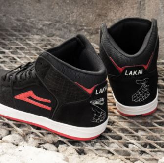 Lakai X Doomsayers Telford Skate Shoe - Black/Red - Image 7