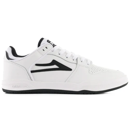 Lakai Telford Low Skate Shoe - White/Black Leather