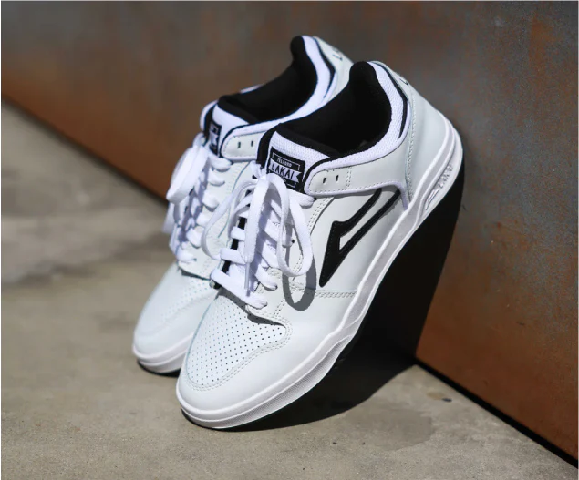 Lakai Telford Low Skate Shoe - White/Black Leather - Image 2