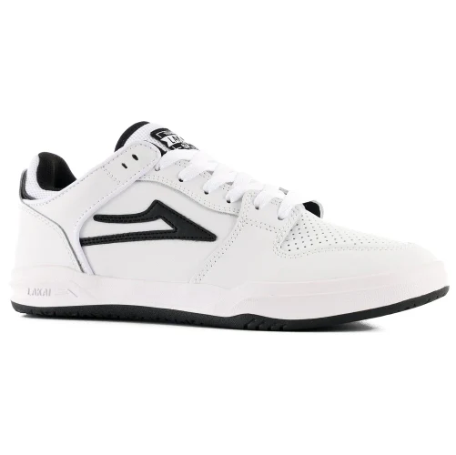 Lakai Telford Low Skate Shoe - White/Black Leather - Image 3